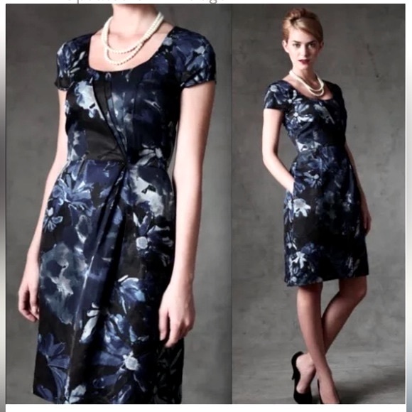 Banana Republic Mad Men Collection Blue Begonia Sheath Dress. - Picture 1 of 11